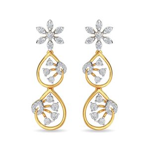 Diamond Trinity Earring Dangler Rose Gold