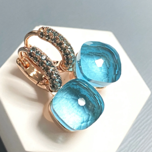 10.6mm Classic Candy Color Earrings inlay Topaz Zircon 30Colors Crystal Earrings Rose Gold Plated Fashion Jewelry For Women